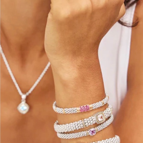 Lagos 6mm Caviar pink sapphire Bracelet 18K gold 925 silver - Picture 6 of 6